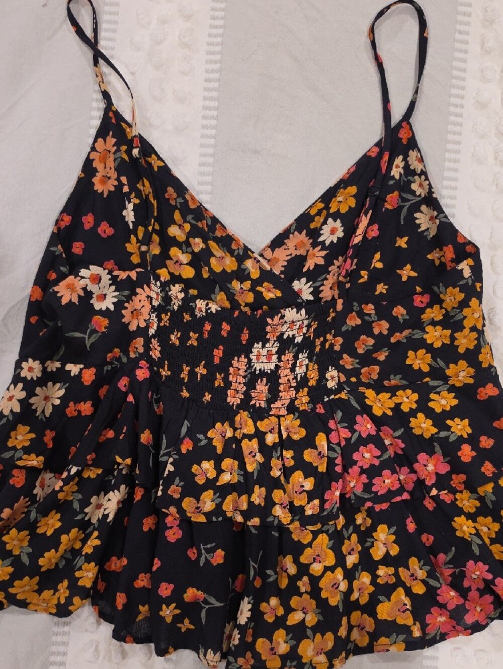Patrons of Peace Black Floral Ruffle Cami in Multicolor - Picture 4 of 4